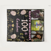 Tenture Joyeuse 100e Anniversaire Rose Parties scintillant (Devant (Horizontal))