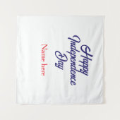 Tenture joyeuse fête de l'indépendance nom bleu rouge amér (Devant (Horizontal))