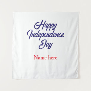 Tenture joyeuse fête de l'indépendance nom bleu rouge amér