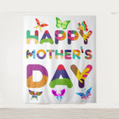 Tenture Joyeuse fête des mères colorée (Devant)