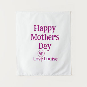 Tenture Joyeuse fête des mères mauve amour nom signe fémin
