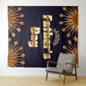 Tenture Joyeuse Fête des Pères Texte en 3D Bold Gold (En situation (horizontale))