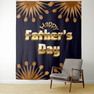 Tenture Joyeuse Fête des Pères Texte en 3D Bold Gold