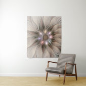 Tenture Joyeuse Fleur Abstrait Beige Brown Floral Fractal (En situation)