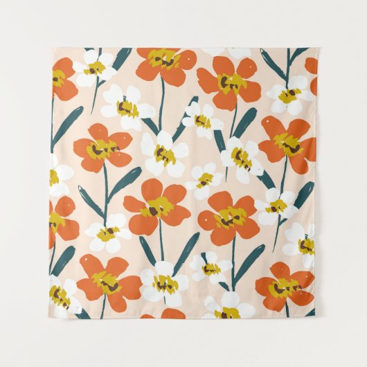 Tenture Joyeuse fleur sèche peinte fleurit sans couture mo (Devant)