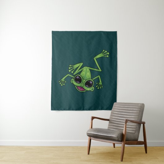 Tenture Joyeuse grenouille verte (En situation)