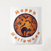 Tenture Joyeuse lanterne d'Halloween araignées et chauves- (Devant)