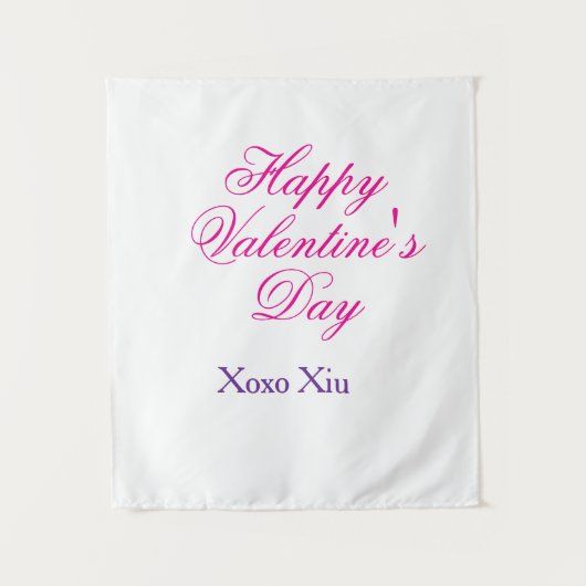 Tenture Joyeuse Saint-Valentin rose violet xoxo amour nom (Devant)