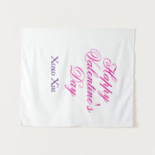 Tenture Joyeuse Saint-Valentin rose violet xoxo amour nom (Devant (Horizontal))