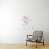 Tenture Joyeuse Saint-Valentin rose violet xoxo amour nom (En situation)