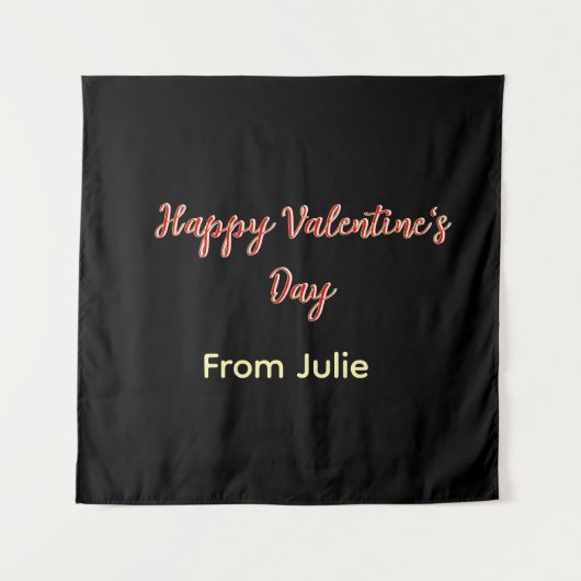 Tenture Joyeuse Saint-Valentin rouge noir de nom stylé  (Devant)