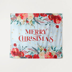 Tenture Joyeuse typographie de Noël Frontière de fleurs de