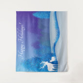 Tenture Joyeuses Fêtes Fond Hivernal Cerf (Devant)