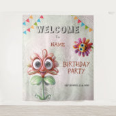 Tenture Joyeuses Fleurs Rouges Anniversaire (Devant)