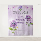 Tenture Joyeuses fleurs violettes cadre de fête d'annivers (Devant)