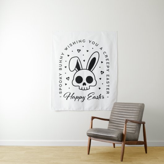 Tenture Joyeuses Pâques lapin effrayant thème de fête effr (En situation)