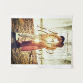 Tenture Joyeuses vacances marron ajouter couple photo nom (Devant (Horizontal))