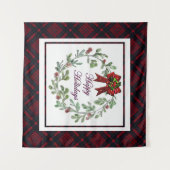 Tenture Joyeuses Vacances Rouge Plaid (Devant (Horizontal))