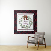 Tenture Joyeuses Vacances Rouge Plaid (En situation)