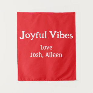 Tenture Joyeuses Vibes rouge Noël vacances amour famille s