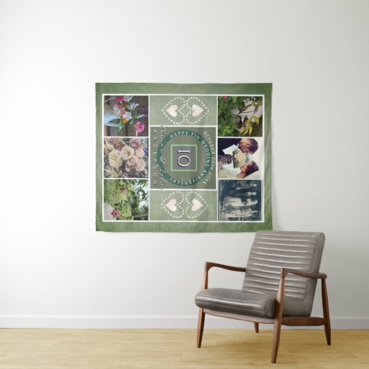 Tenture "Joyeux 10e Anniversaire"6 photos Couleur étain (En situation (horizontale))