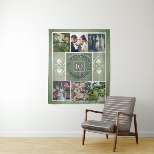 Tenture "Joyeux 10e Anniversaire"6 photos Couleur étain (En situation)