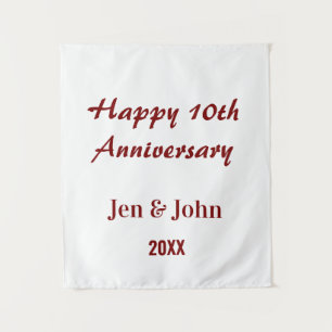 Tenture Joyeux 10ème anniversaire de mariage mauve nom sim
