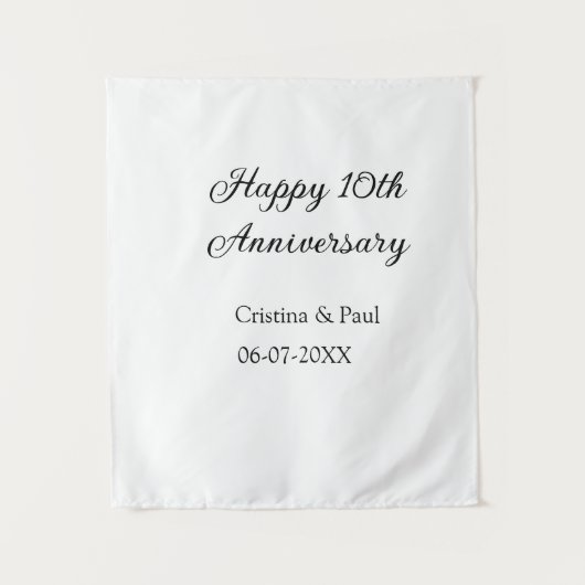 Tenture Joyeux 10ème anniversaire de mariage simple nom mi (Devant)