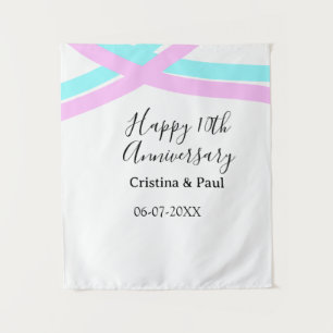 Tenture Joyeux 10ème anniversaire de mariage simple nom mi