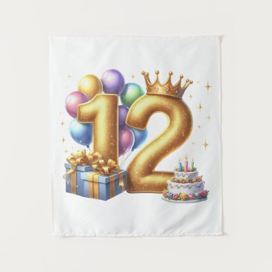 Tenture Joyeux 12e Anniversaire (Devant)