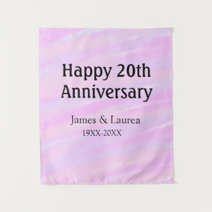 Tenture Joyeux 20e anniversaire rose pastel nom violet