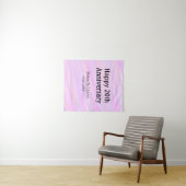 Tenture Joyeux 20e anniversaire rose pastel nom violet (En situation (horizontale))