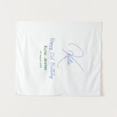 Tenture Joyeux 21e anniversaire bleu ajouter un monogramme (Devant (Horizontal))