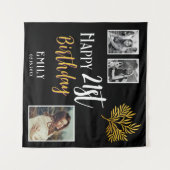Tenture Joyeux 21e anniversaire Gold Foliage 3 Fond photo (Devant (Horizontal))