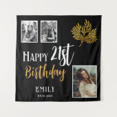 Tenture Joyeux 21e anniversaire Gold Foliage 3 Fond photo (Devant)