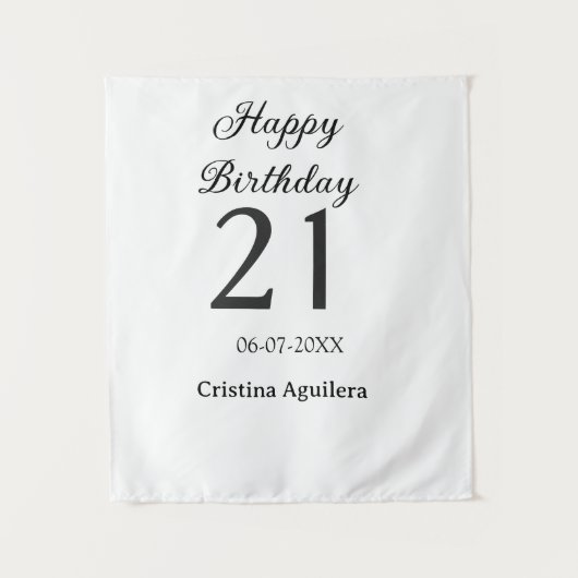 Tenture Joyeux 21e anniversaire lettre gras nom simple min (Devant)