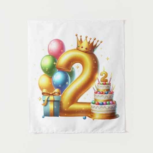 Tenture Joyeux 2ème anniversaire (Devant)