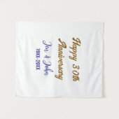 Tenture Joyeux 30e anniversaire de mariage royal bleu or s (Devant (Horizontal))