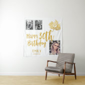Tenture Joyeux 30e anniversaire Gold Foliage 3 Fond photo (En situation)