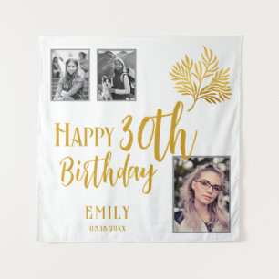 Tenture Joyeux 30e anniversaire Gold Foliage 3 Fond photo