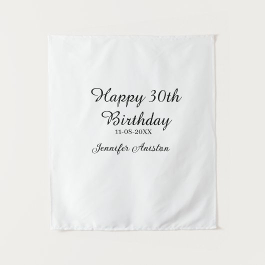 Tenture Joyeux 30e anniversaire nom date élégant simple  (Devant)