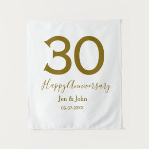 Tenture Joyeux 30e anniversaire nom date lettres dorées gr