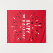 Tenture Joyeux 30ème Anniversaire Feu d'Artifice Rouge Noi (Devant (Horizontal))