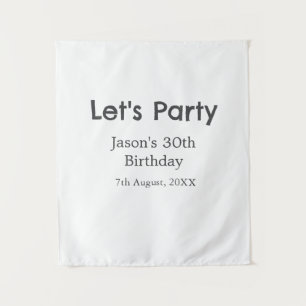 Tenture Joyeux 30ème anniversaire simple gris nom