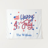 Tenture Joyeux 4 juillet Rouge Blanc et Bleu (Devant (Horizontal))