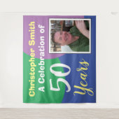 Tenture Joyeux 50e anniversaire avec photo (Devant)