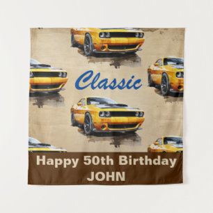 Tenture joyeux 50e anniversaire Classic Muscle arrière-pla