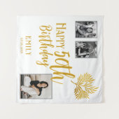 Tenture Joyeux 50e anniversaire Gold Foliage 3 Fond photo (Devant (Horizontal))