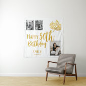 Tenture Joyeux 50e anniversaire Gold Foliage 3 Fond photo (En situation)