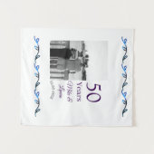 Tenture Joyeux 50e anniversaire nom couple date mariage (Devant (Horizontal))